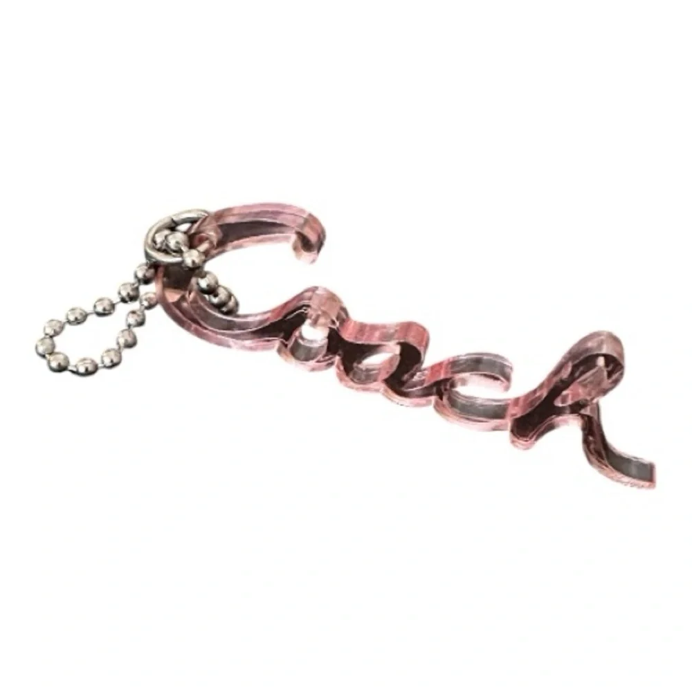 Coach Pink Script Keychain -‎ Bag Charm Authentic Coach ACCESSORY!